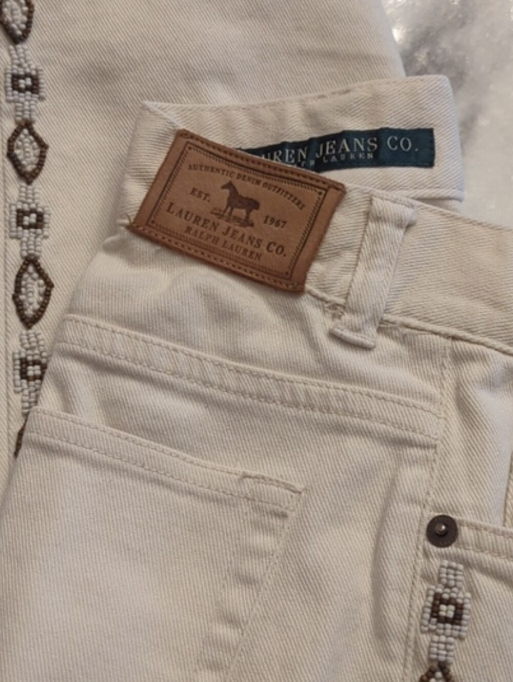 Lauren Jeans Co Ralph Lauren- Women’s Denim With Beaded Design Size 10 - Picture 1 of 16